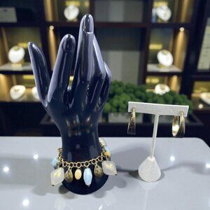 Premier Designs Charm Bracelet Earring Set Boho‎ Coquette Vintage Gold Tone Y2K